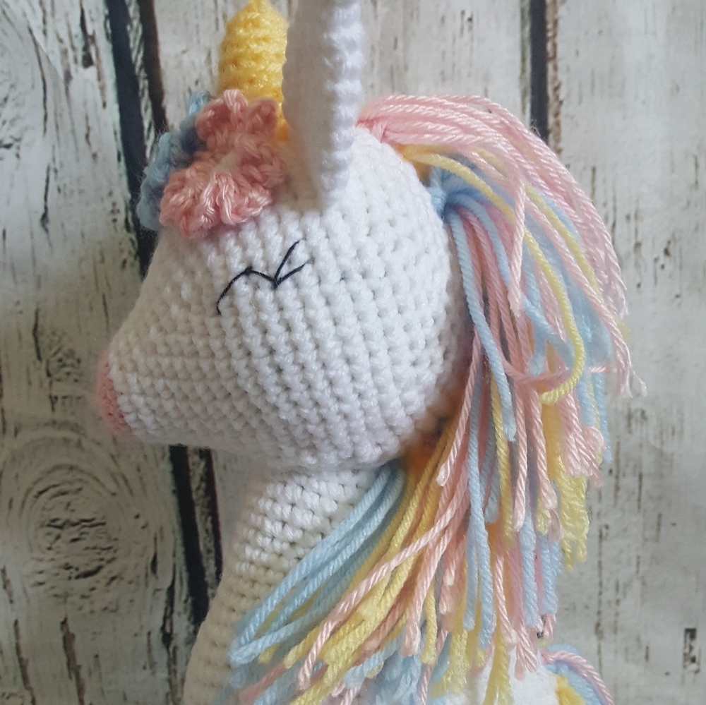 Crochet White unicorn doll - Picture 2 of 8